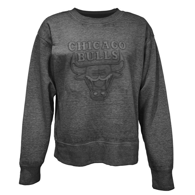 slide 1 of 4, NBA Chicago Bulls Women's Embossed Crew Neck Fleece Sweatshirt - M, 1 ct