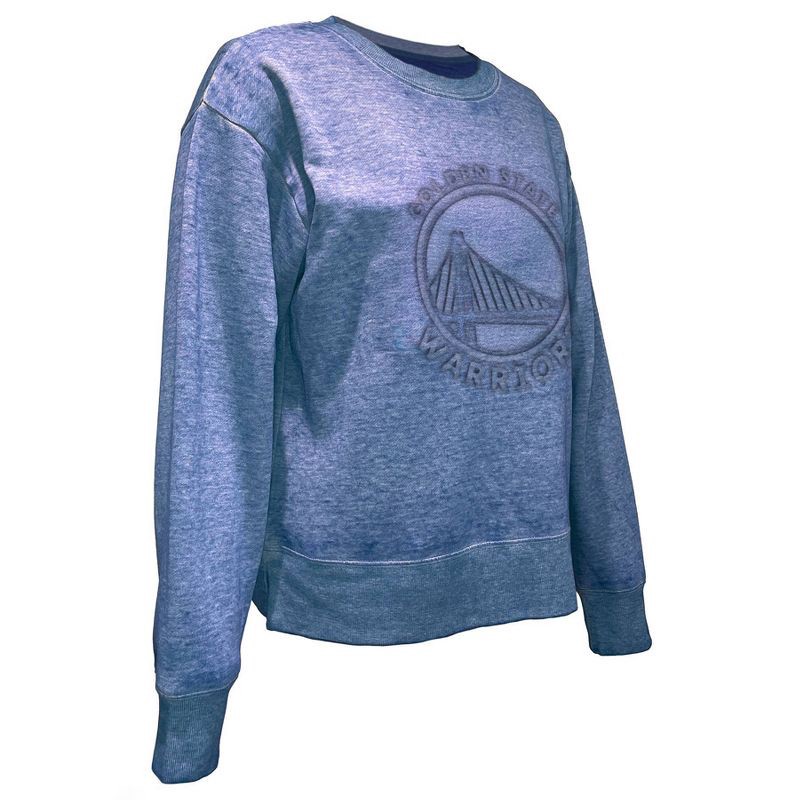slide 3 of 4, NBA Golden State Warriors Women's Embossed Crew Neck Fleece Sweatshirt - L, 1 ct
