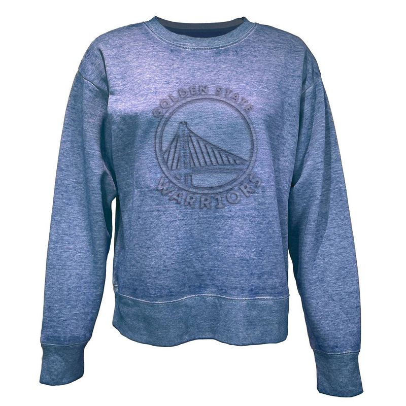 slide 1 of 4, NBA Golden State Warriors Women's Embossed Crew Neck Fleece Sweatshirt - L, 1 ct