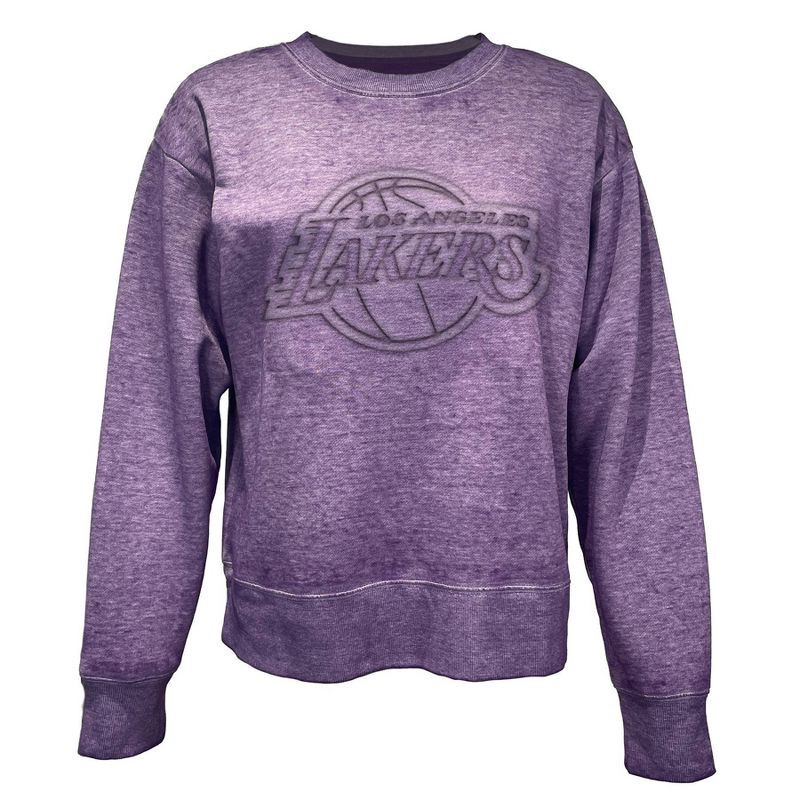 slide 1 of 4, NBA Los Angeles Lakers Women's Embossed Crew Neck Fleece Sweatshirt - XL, 1 ct
