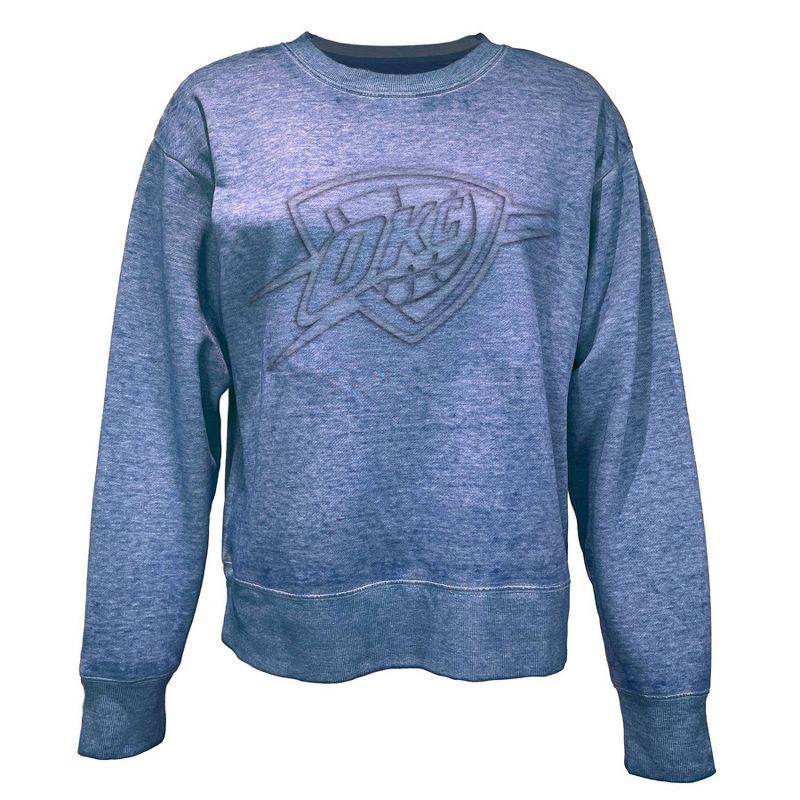 slide 1 of 4, NBA Oklahoma City Thunder Women's Embossed Crew Neck Fleece Sweatshirt - M, 1 ct