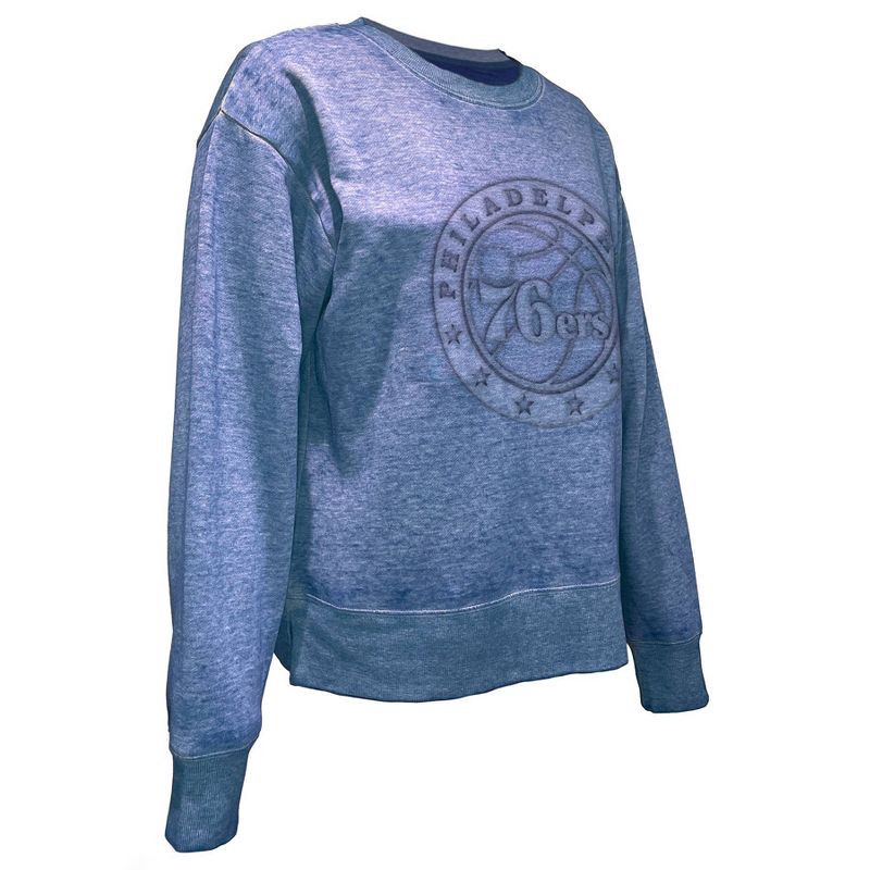 slide 3 of 4, NBA Philadelphia 76ers Women's Embossed Crew Neck Fleece Sweatshirt - S, 1 ct