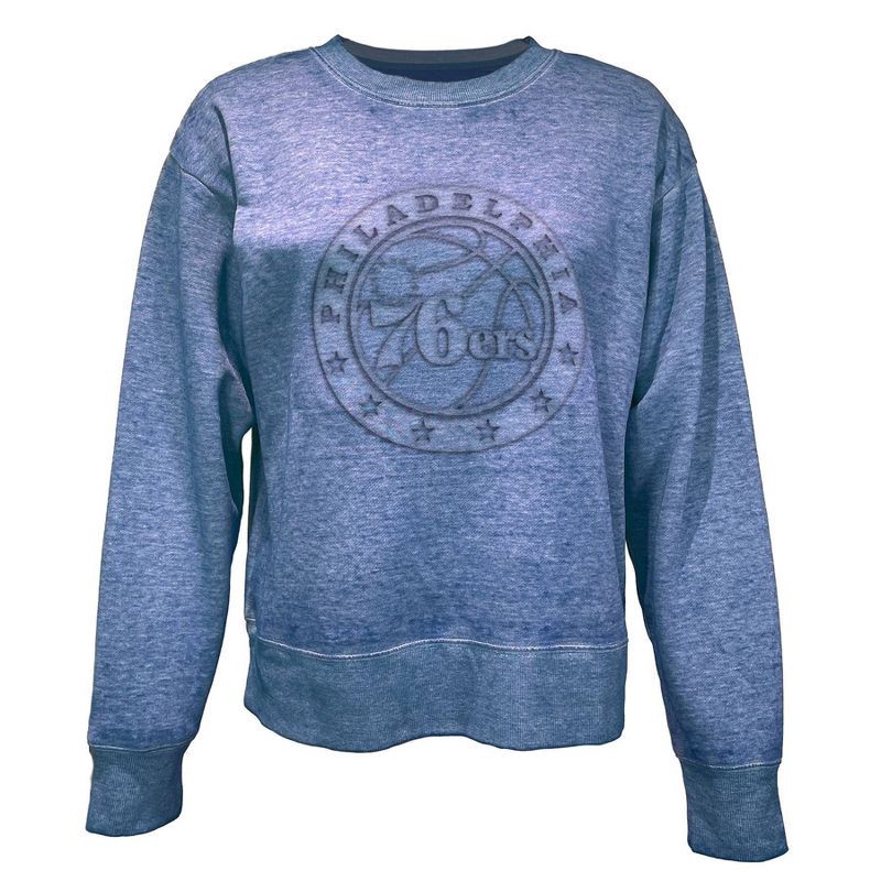 slide 1 of 4, NBA Philadelphia 76ers Women's Embossed Crew Neck Fleece Sweatshirt - S, 1 ct