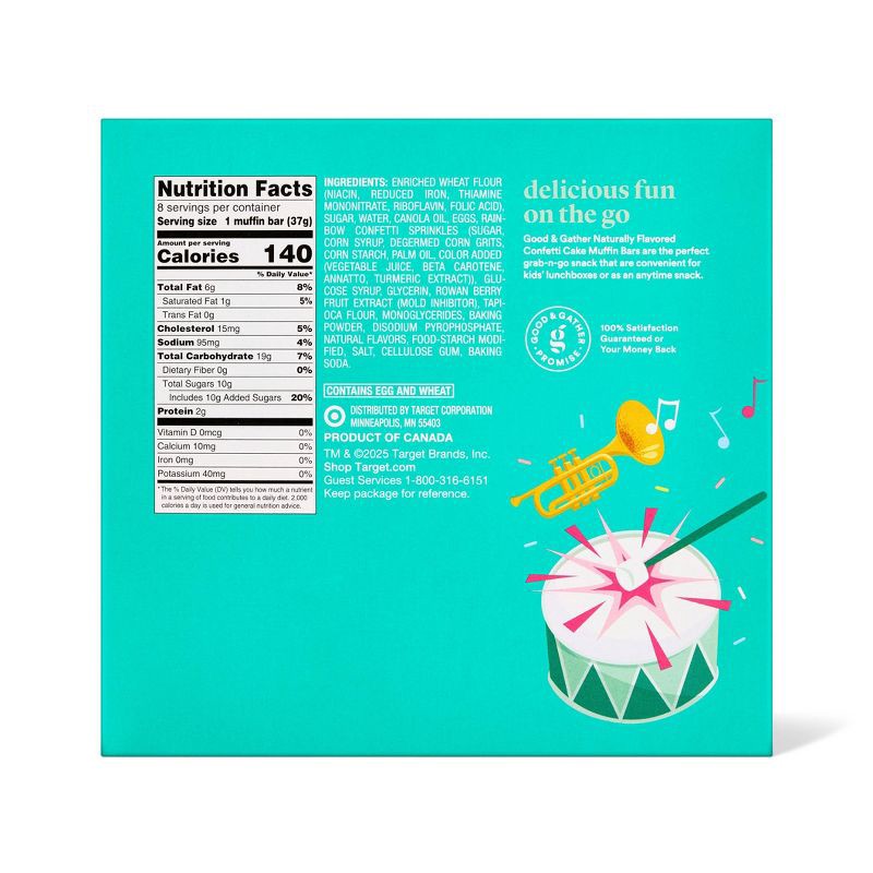 slide 2 of 3, Confetti Cake Naturally Flavored Muffin Bars - 10.4oz/8ct - Good & Gather™, 8 ct; 10.4 oz