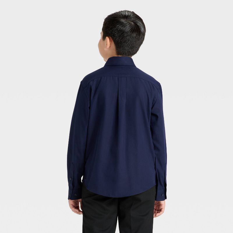slide 2 of 3, Boys' Long Sleeve Button-Down Dress Shirt - Cat & Jack™ Navy Blue L, 1 ct
