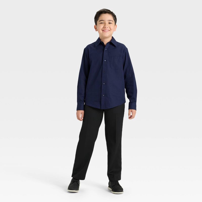 slide 3 of 3, Boys' Long Sleeve Button-Down Dress Shirt - Cat & Jack™ Navy Blue L, 1 ct