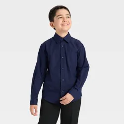 Boys' Long Sleeve Button-Down Dress Shirt - Cat & Jack™ Navy Blue XL