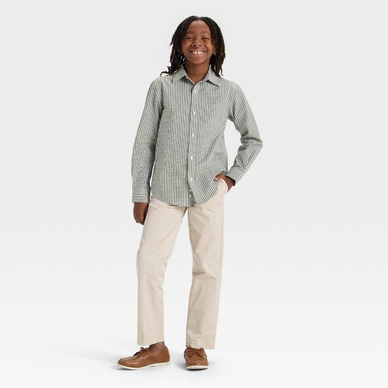 slide 3 of 3, Boys' Long Sleeve Button-Down Dress Shirt - Cat & Jack™ Green M, 1 ct