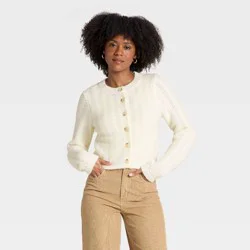 Women's Lace Stitch Cardigan Sweater - Universal Thread™ Cream M