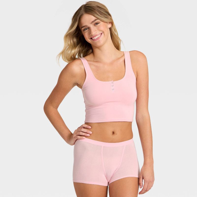 slide 3 of 5, Women's Modal Blend Cropped Tank Top - Auden™ Blush XS, 1 ct