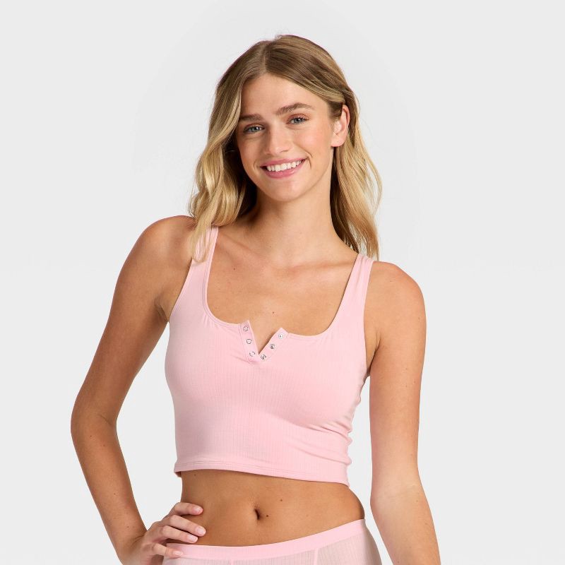 slide 1 of 5, Women's Modal Blend Cropped Tank Top - Auden™ Blush L, 1 ct