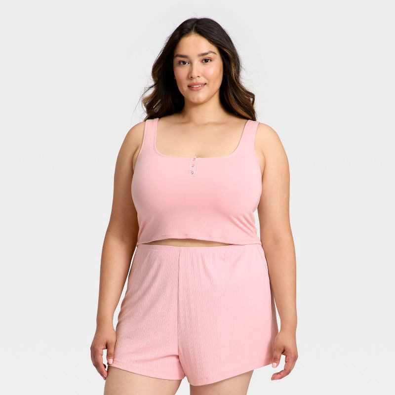 slide 1 of 3, Women's Modal Blend Cropped Tank Top - Auden™ Blush XXL, 1 ct