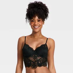 Women's Lightly Lined Lace Lingerie Bra Top - Auden™ Black XL