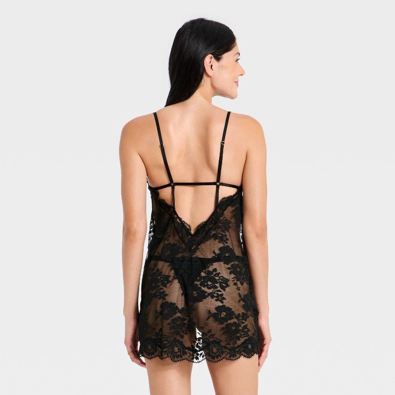 slide 2 of 5, Women's Lace Lingerie Slip Dress - Auden™ Black XL, 1 ct
