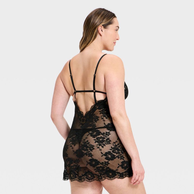 slide 5 of 5, Women's Lace Lingerie Slip Dress - Auden™ Black XL, 1 ct