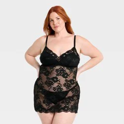 Women's Lace Lingerie Slip Dress - Auden™ Black XXL