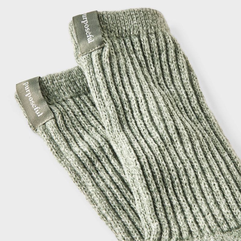 slide 3 of 4, Women's Ultra Soft Ribbed Cushioned Slouch Crew Socks with Woven label 'Purposeful' Auden™ Green 4-10, 1 ct