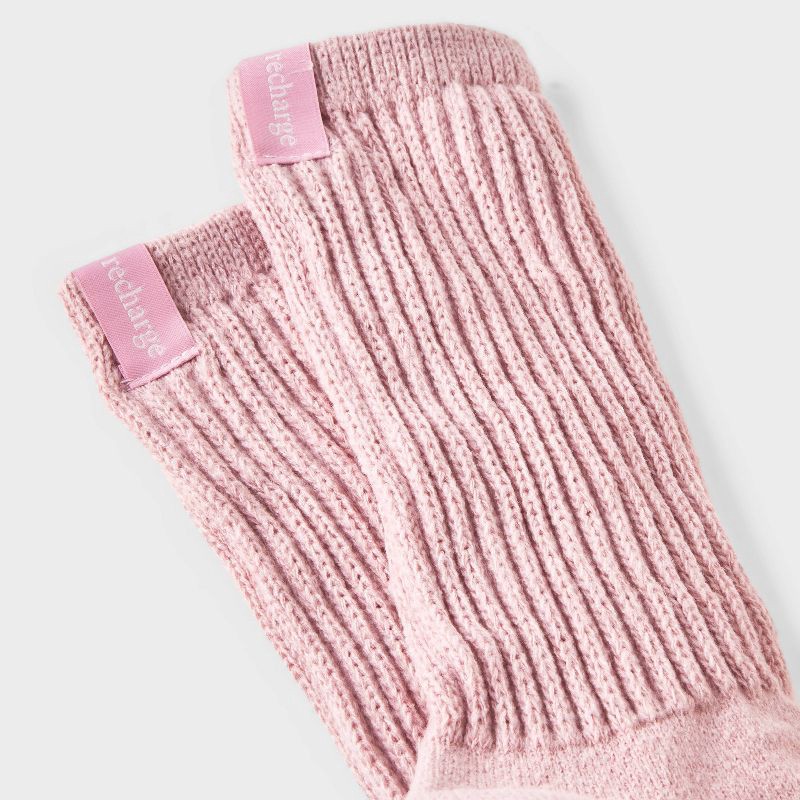 slide 3 of 4, Women's Ultra Soft Ribbed Cushioned Slouch Crew Socks with Woven label 'Recharge'- Auden™ Pink 4-10, 1 ct