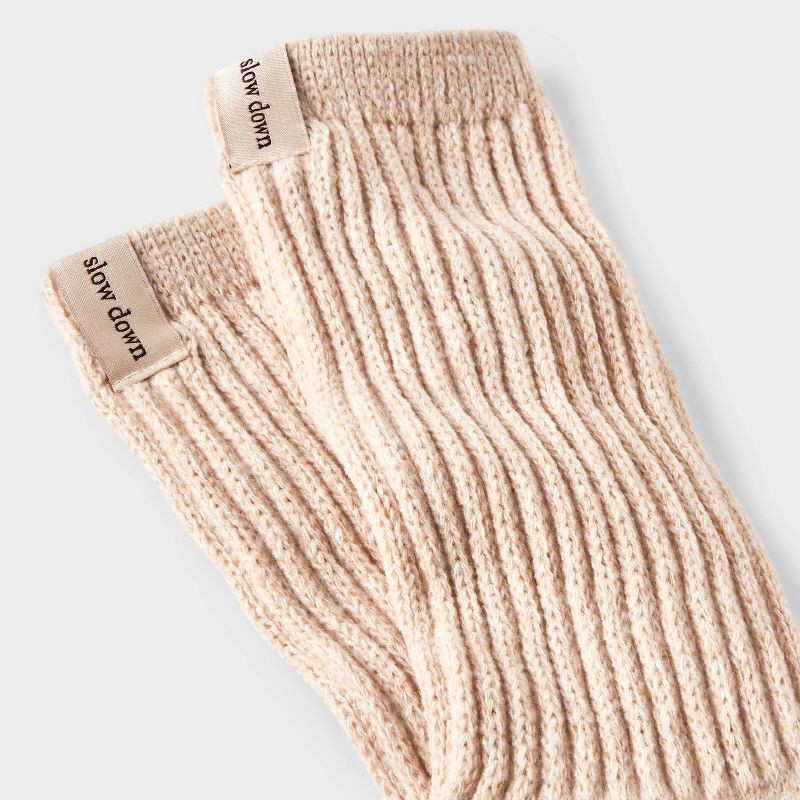 slide 3 of 4, Women's Ultra Soft Ribbed Cushioned Slouch Crew Socks with Woven label 'slow Down'- Auden™ Oatmeal Heather 4-10, 1 ct