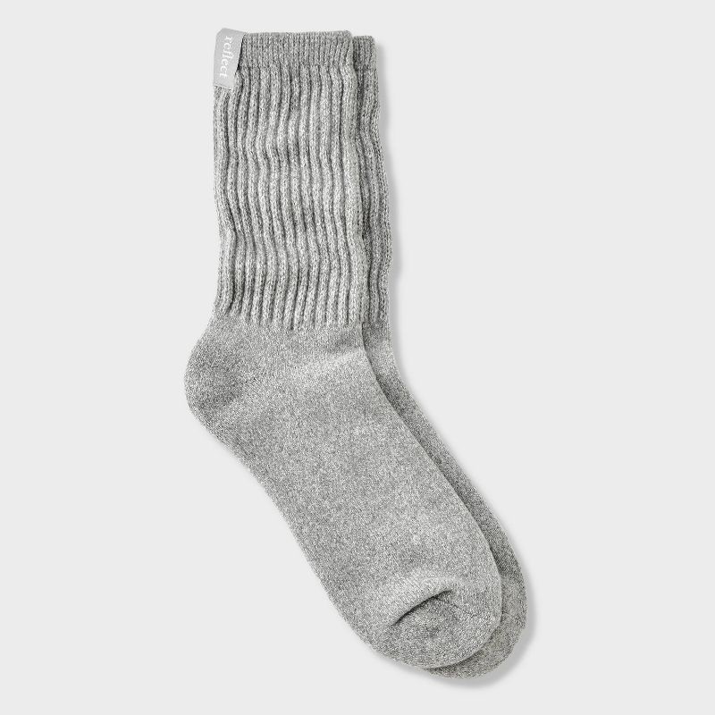 slide 1 of 4, Women's Ultra Soft Ribbed Cushioned Slouch Crew Socks with Woven label 'Reflect' - Auden™ Heather Gray 4-10, 1 ct