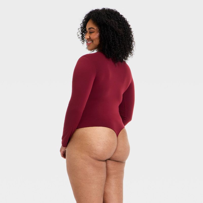 slide 2 of 3, Women's Luxe Stretch Long Sleeve Bodysuit - Auden™ Berry Red XXL, 1 ct