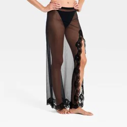 Women's Mesh & Lace Lingerie Slip Skirt - Auden™ Black M