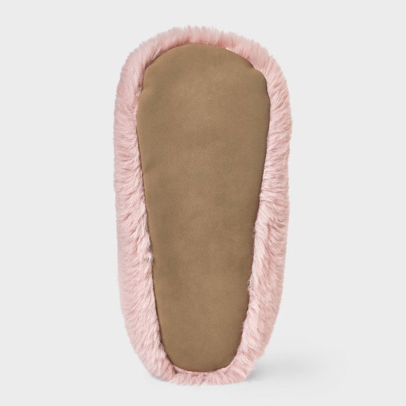 slide 4 of 4, Women's Plush Faux Fur Cozy Slipper Socks with Slip Resistant Soles - Auden™ Pink S/M, 1 ct