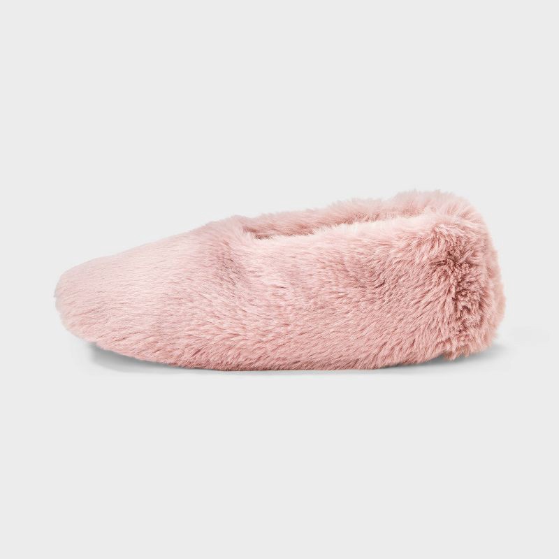 slide 2 of 4, Women's Plush Faux Fur Cozy Slipper Socks with Slip Resistant Soles - Auden™ Pink M/L, 1 ct