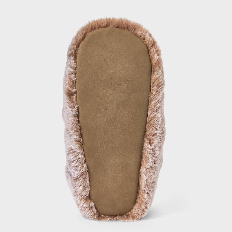 slide 4 of 4, Women's Plush Faux Fur Cozy Slipper Socks with Slip Resistant Soles - Auden™ Soft Brown M/L, 1 ct