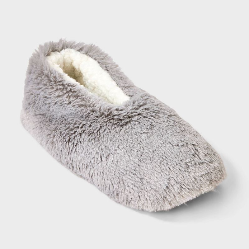 slide 1 of 4, Women's Plush Faux Fur Cozy Slipper Socks with Slip Resistant Soles - Auden™ Gray M/L, 1 ct