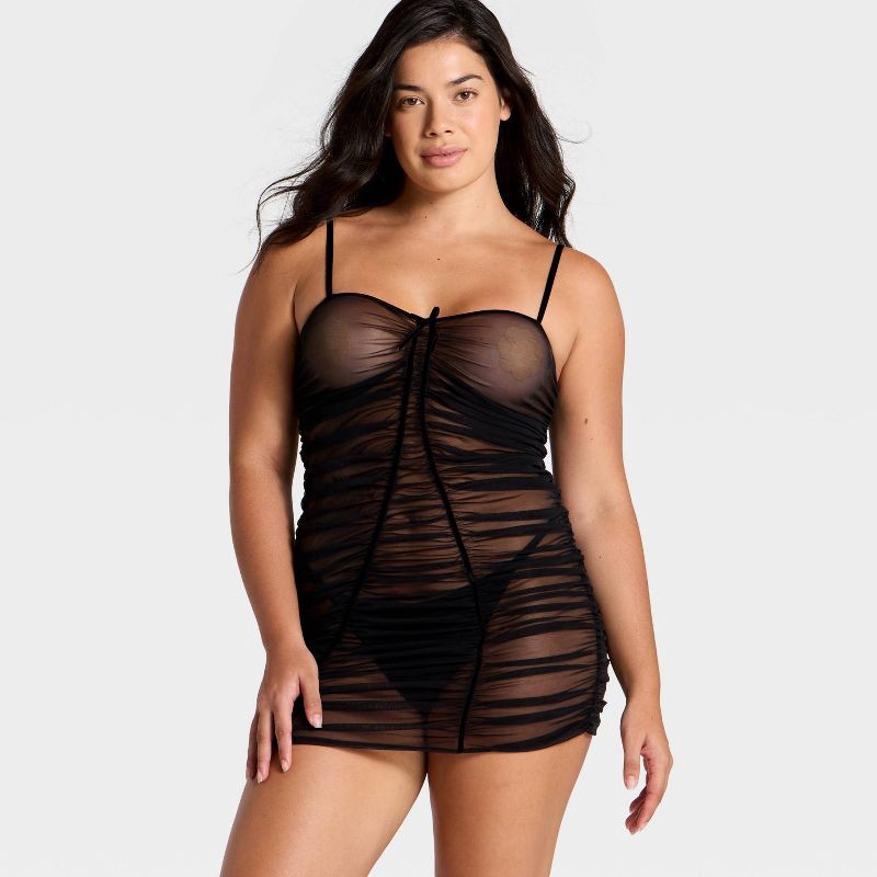 slide 2 of 5, Women's Mesh Lingerie Slip Dress - Auden™ Black XS, 1 ct