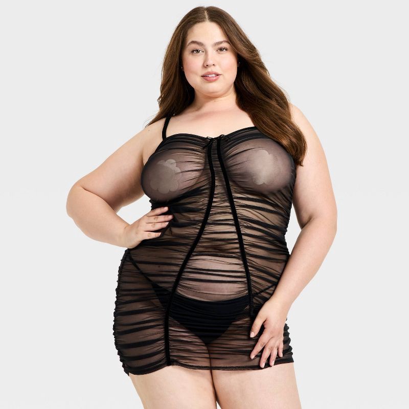 slide 3 of 3, Women's Mesh Lingerie Slip Dress - Auden™ Black XXL, 1 ct