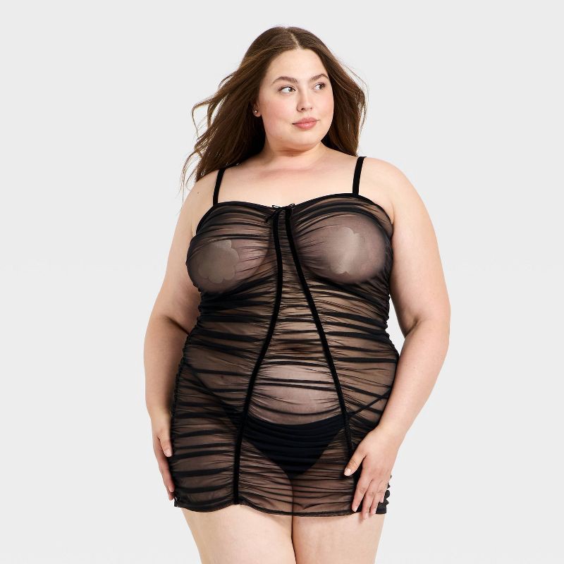 slide 1 of 3, Women's Mesh Lingerie Slip Dress - Auden™ Black XXL, 1 ct