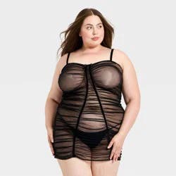 Women's Mesh Lingerie Slip Dress - Auden™ Black XXL