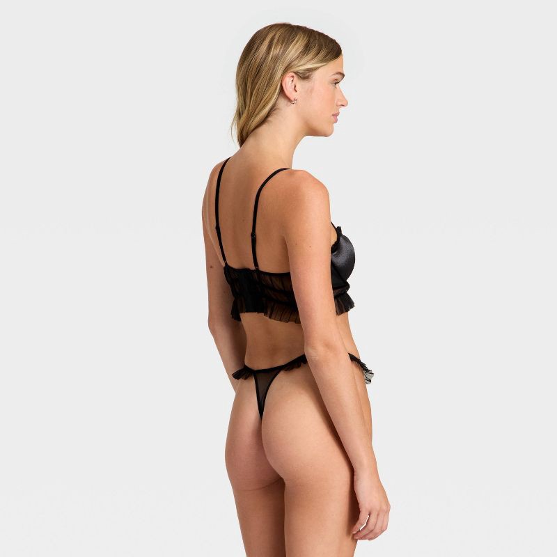 slide 2 of 5, Women's Velvet & Mesh Pleated Lingerie Set - Auden™ Black M, 1 ct