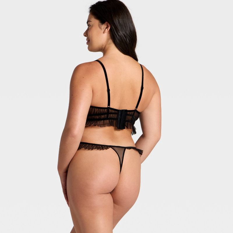 slide 5 of 5, Women's Velvet & Mesh Pleated Lingerie Set - Auden™ Black M, 1 ct