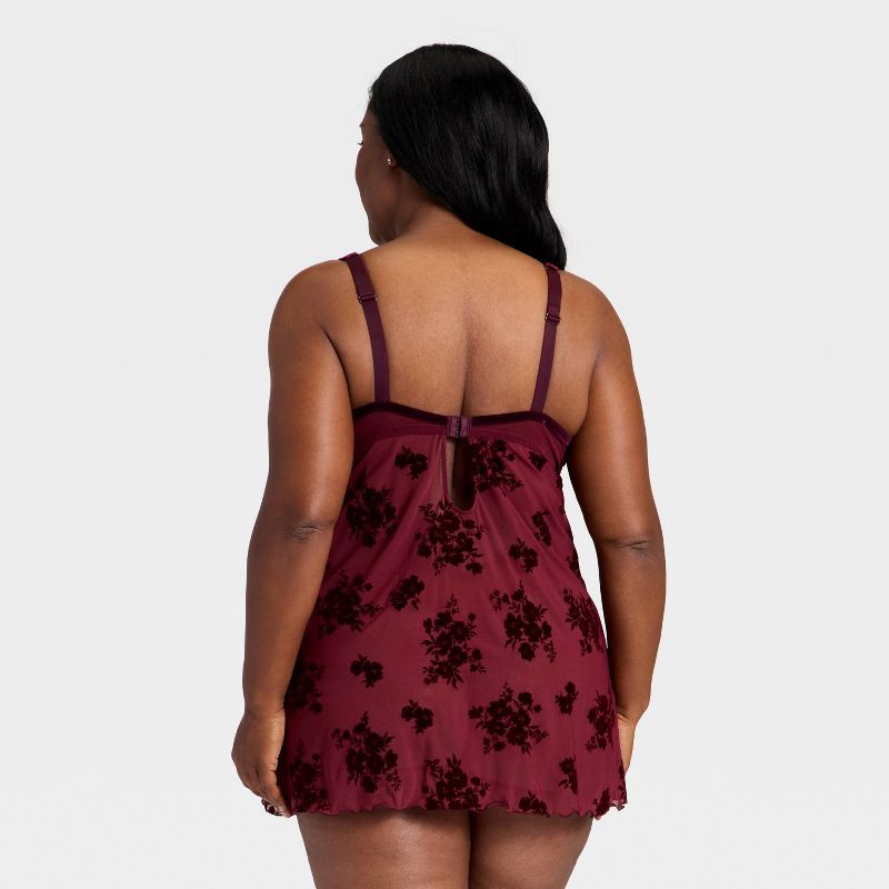 slide 2 of 3, Women's Flocked Lingerie Slip Dress - Auden™ Berry Red XXL, 1 ct