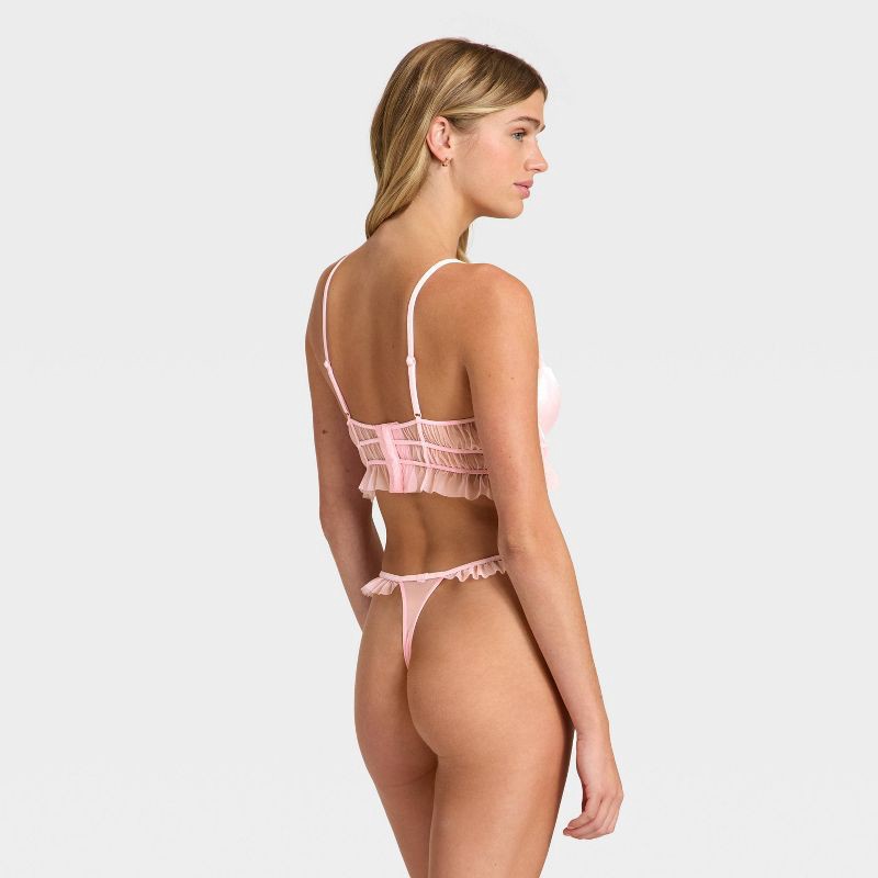 slide 2 of 5, Women's Velvet & Mesh Pleated Lingerie Set - Auden™ Light Pink S, 1 ct