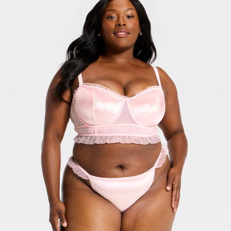 slide 3 of 3, Women's Velvet & Mesh Pleated Lingerie Set - Auden™ Light Pink XXL, 1 ct