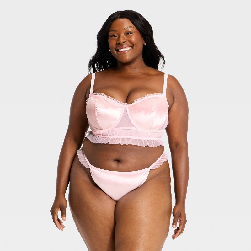 slide 1 of 3, Women's Velvet & Mesh Pleated Lingerie Set - Auden™ Light Pink XXL, 1 ct