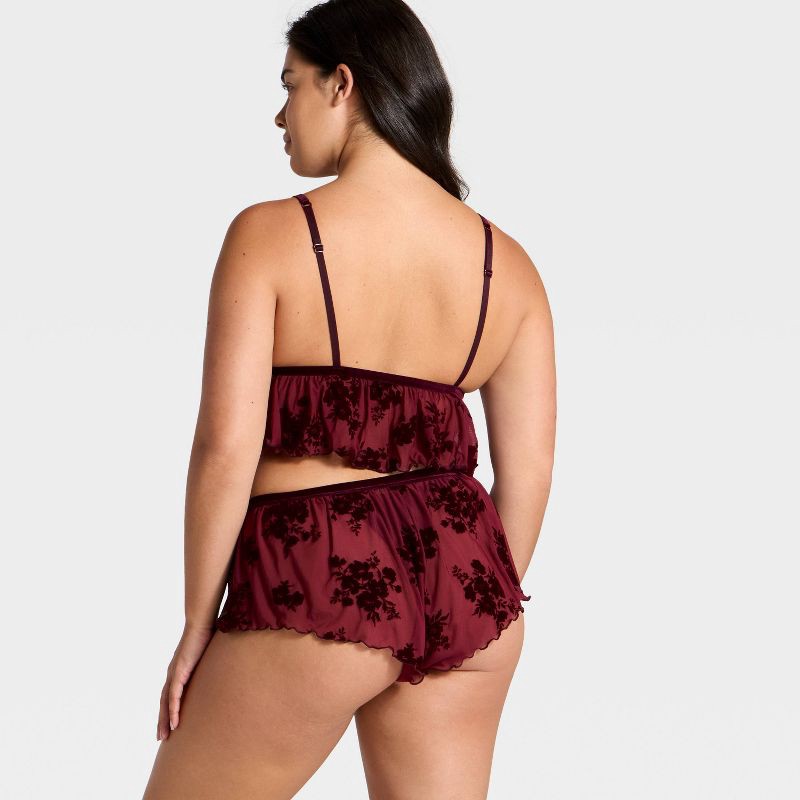 slide 5 of 5, Women's Flocked Lingerie Set - Auden™ Berry Red S, 1 ct