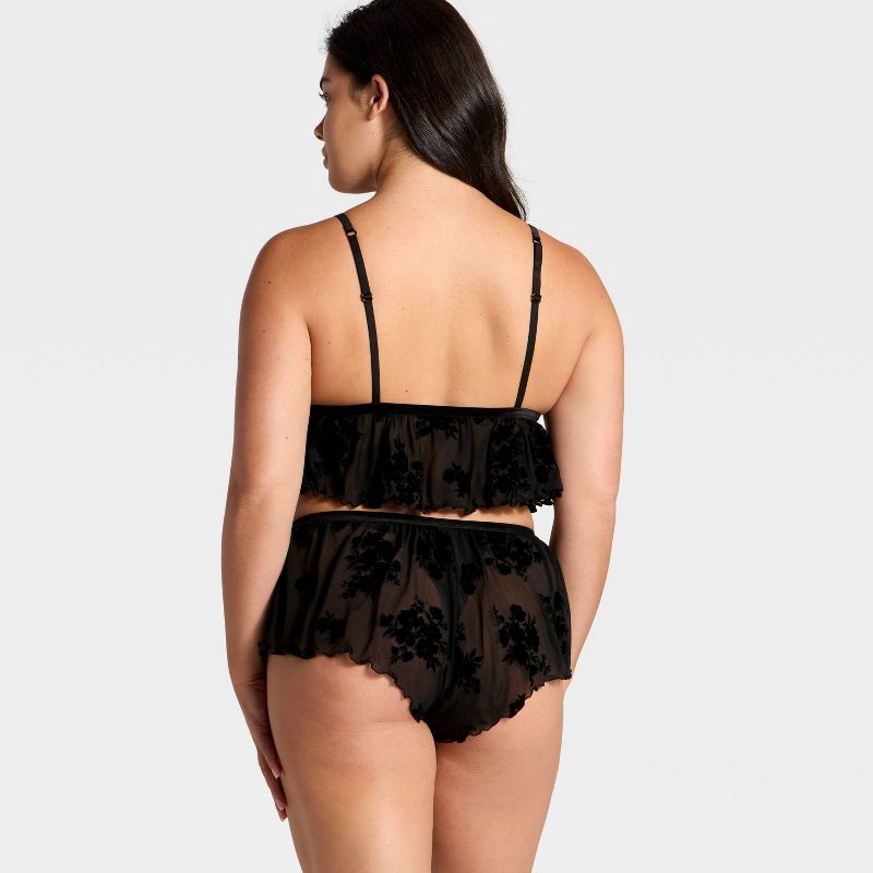 slide 5 of 5, Women's Flocked Lingerie Set - Auden™ Black S, 1 ct