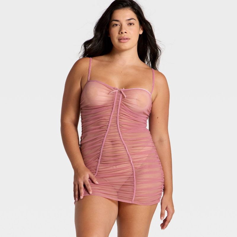 slide 4 of 5, Women's Mesh Lingerie Slip Dress - Auden™ Mauve XS, 1 ct