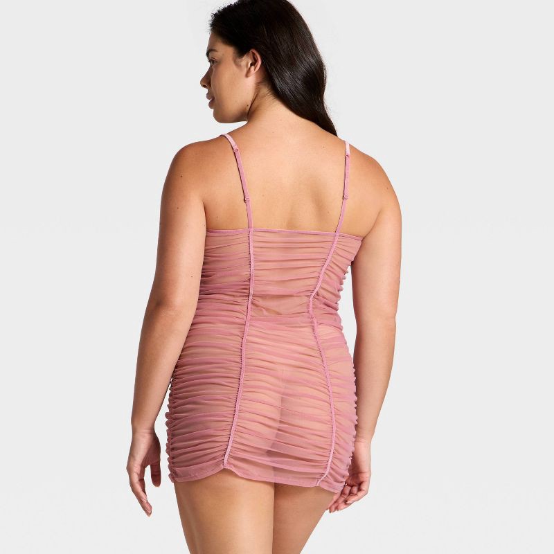 slide 5 of 5, Women's Mesh Lingerie Slip Dress - Auden™ Mauve M, 1 ct