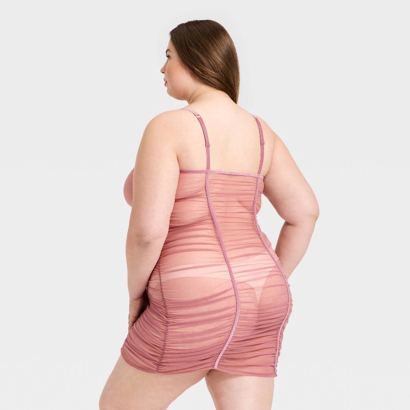 slide 2 of 3, Women's Mesh Lingerie Slip Dress - Auden™ Mauve XXL, 1 ct
