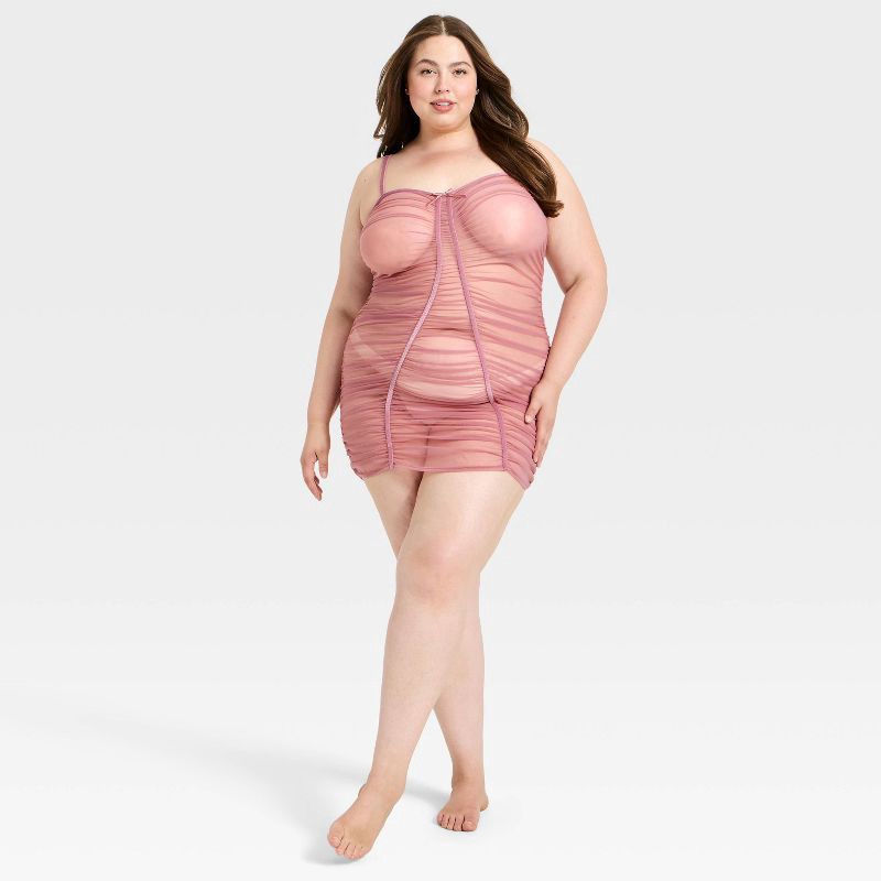 slide 3 of 3, Women's Mesh Lingerie Slip Dress - Auden™ Mauve XXL, 1 ct