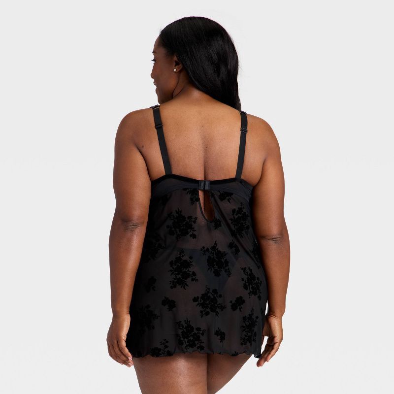 slide 2 of 3, Women's Flocked Lingerie Slip Dress - Auden™ Black XXL, 1 ct