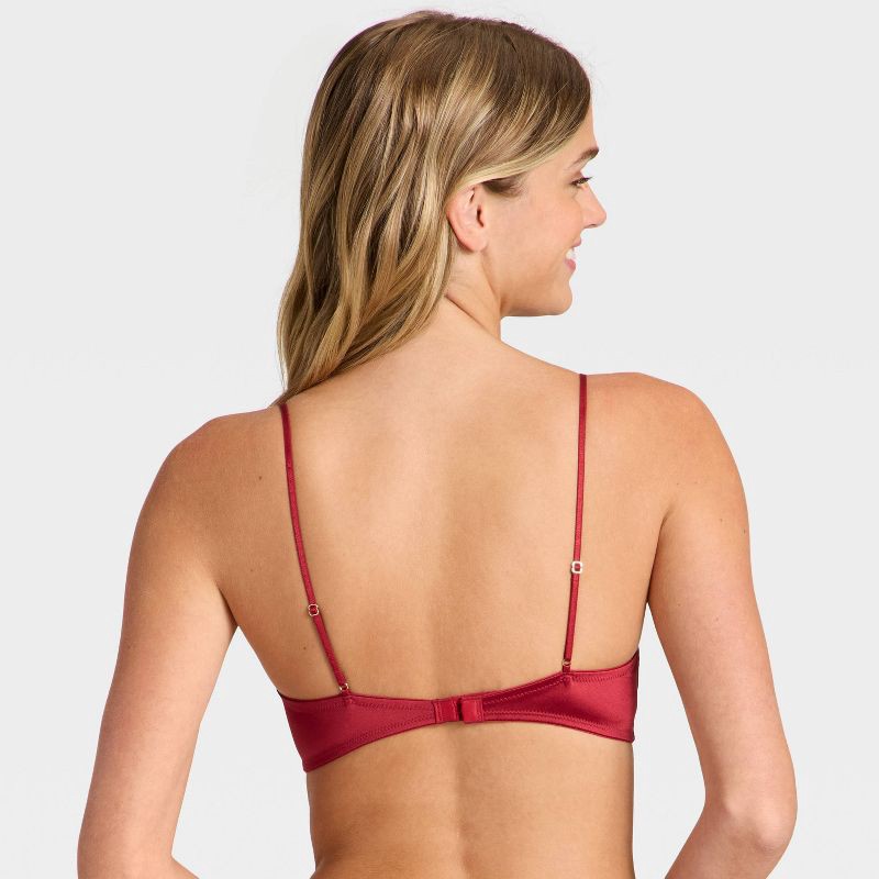 slide 2 of 5, Women's Lace Unlined Straight Neck Bralette - Auden™ Red XS, 1 ct