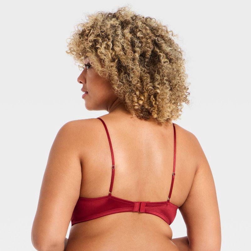 slide 5 of 5, Women's Lace Unlined Straight Neck Bralette - Auden™ Red XS, 1 ct