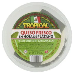 Tropical Block Queso Fresco Mexican Cheese with Banana Leaf - 12oz